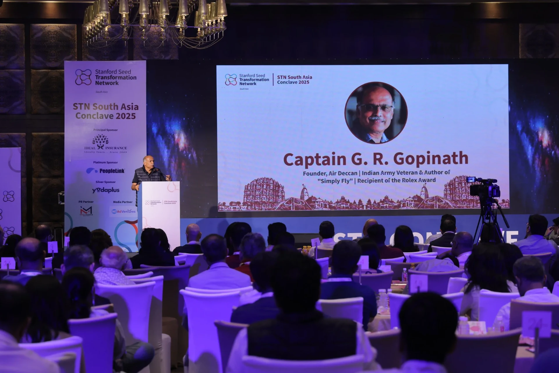 Captain G. R. Gopinath on stage at STN Conclave 2025, Jaipur